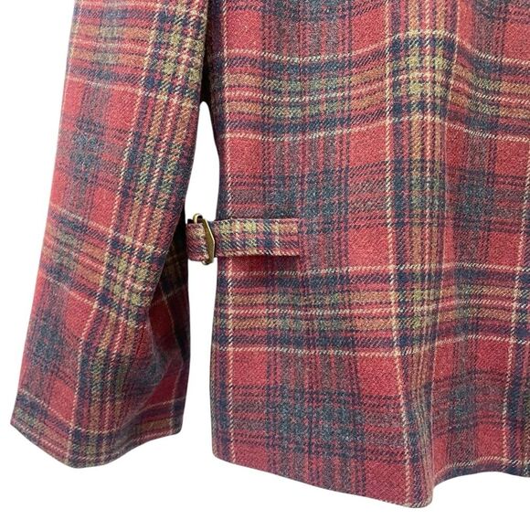 Pendleton Knockabouts Virgin Wool Zip Front Jacket Burgundy Blue Plaid Size 10 - Picture 5 of 16